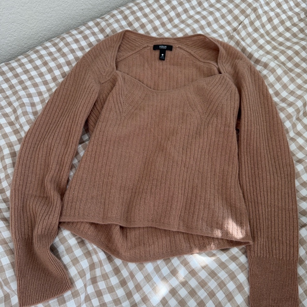 Aqua cashmere blouse